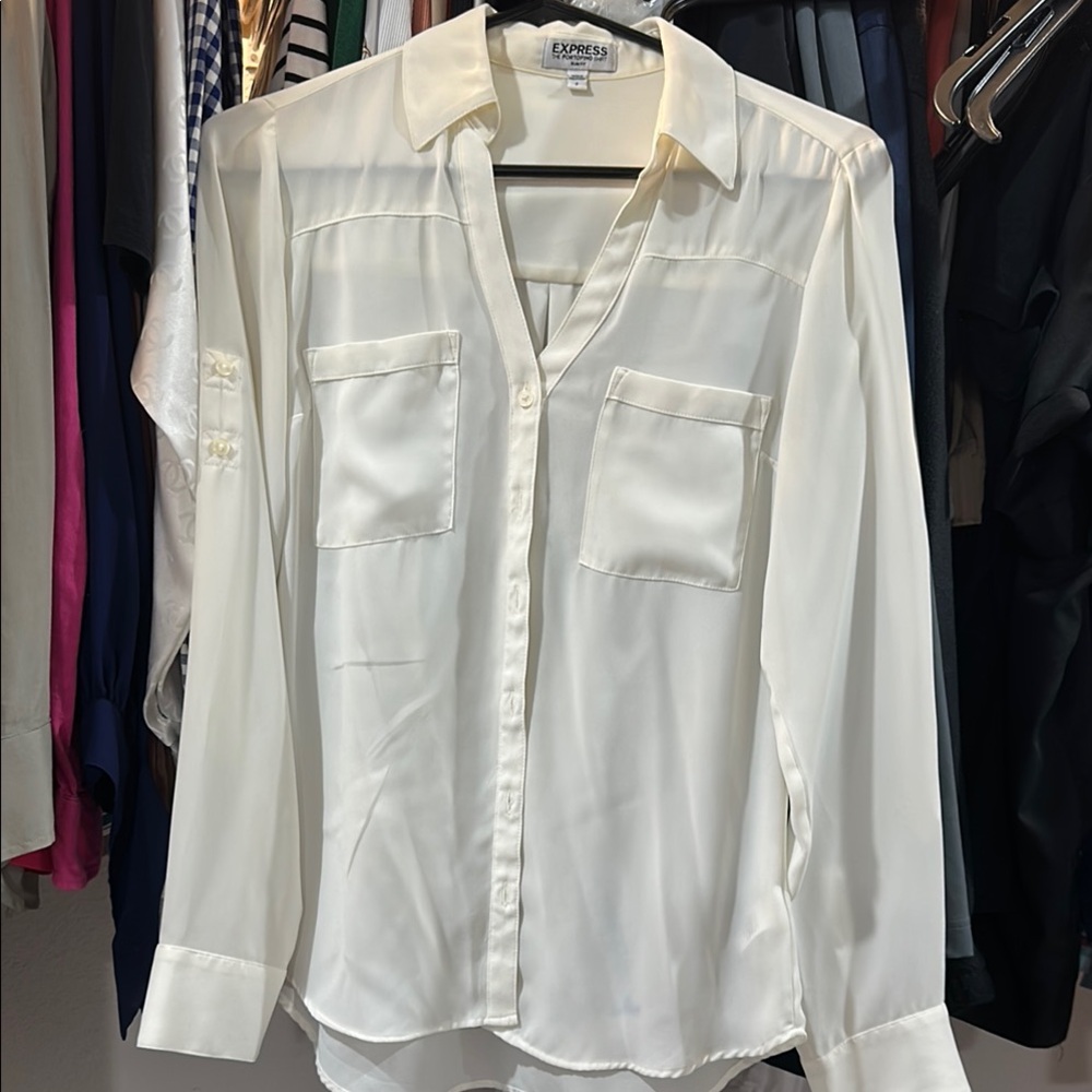 Express Ivory Button-Down Shirt